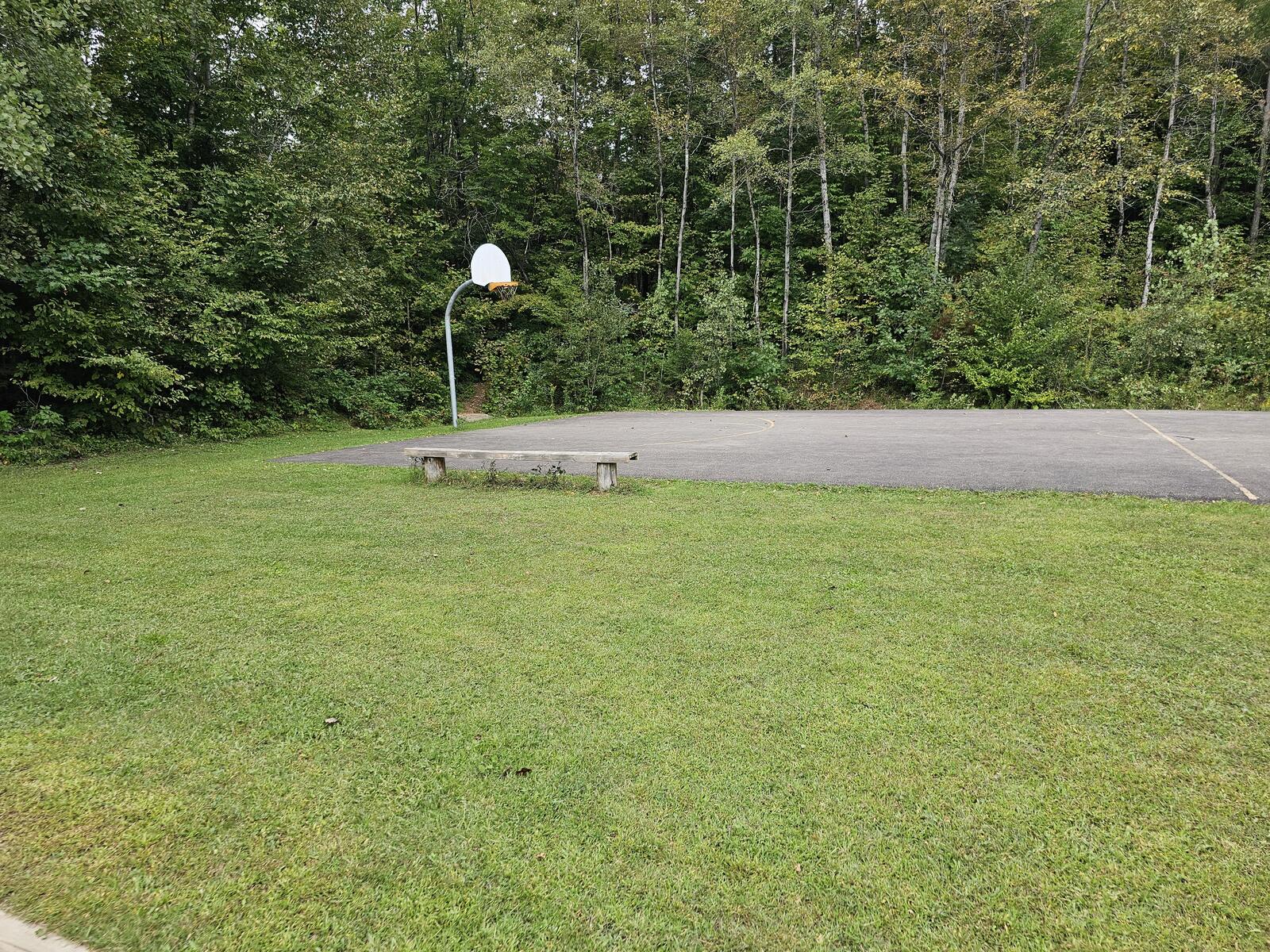 Outdoor basketball court at Camp Amy Molson group retreat Quebec